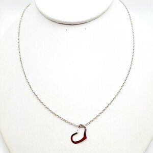 Vintage Beau Sterling Silver Delicate Heart Pendant Necklace on 24" Chain 3.36gr